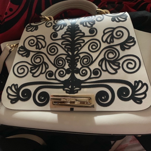 Zac Posen White Leather Tote with Black Embroidery - Picture 8 of 8